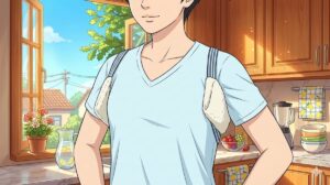 脇汗対策に脇の下に保冷剤をはさんだ様子